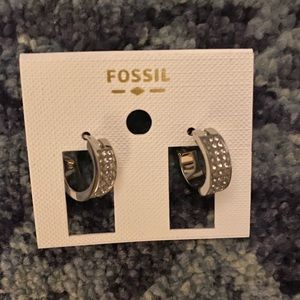 Fossil Silver Studded Hoops